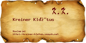 Kreiner Klétus névjegykártya